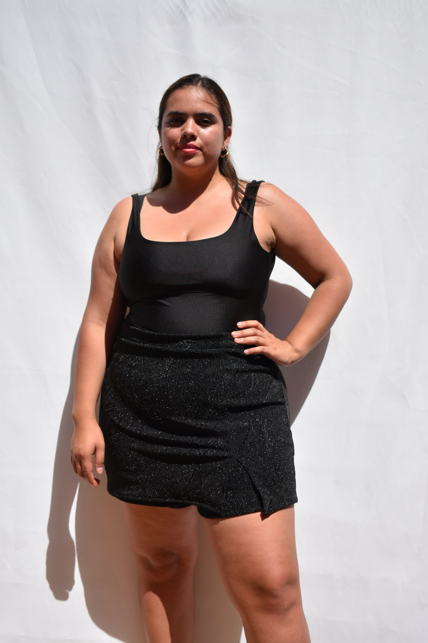 FALDA SHORT FLORENCIA NEGRO BRILLO