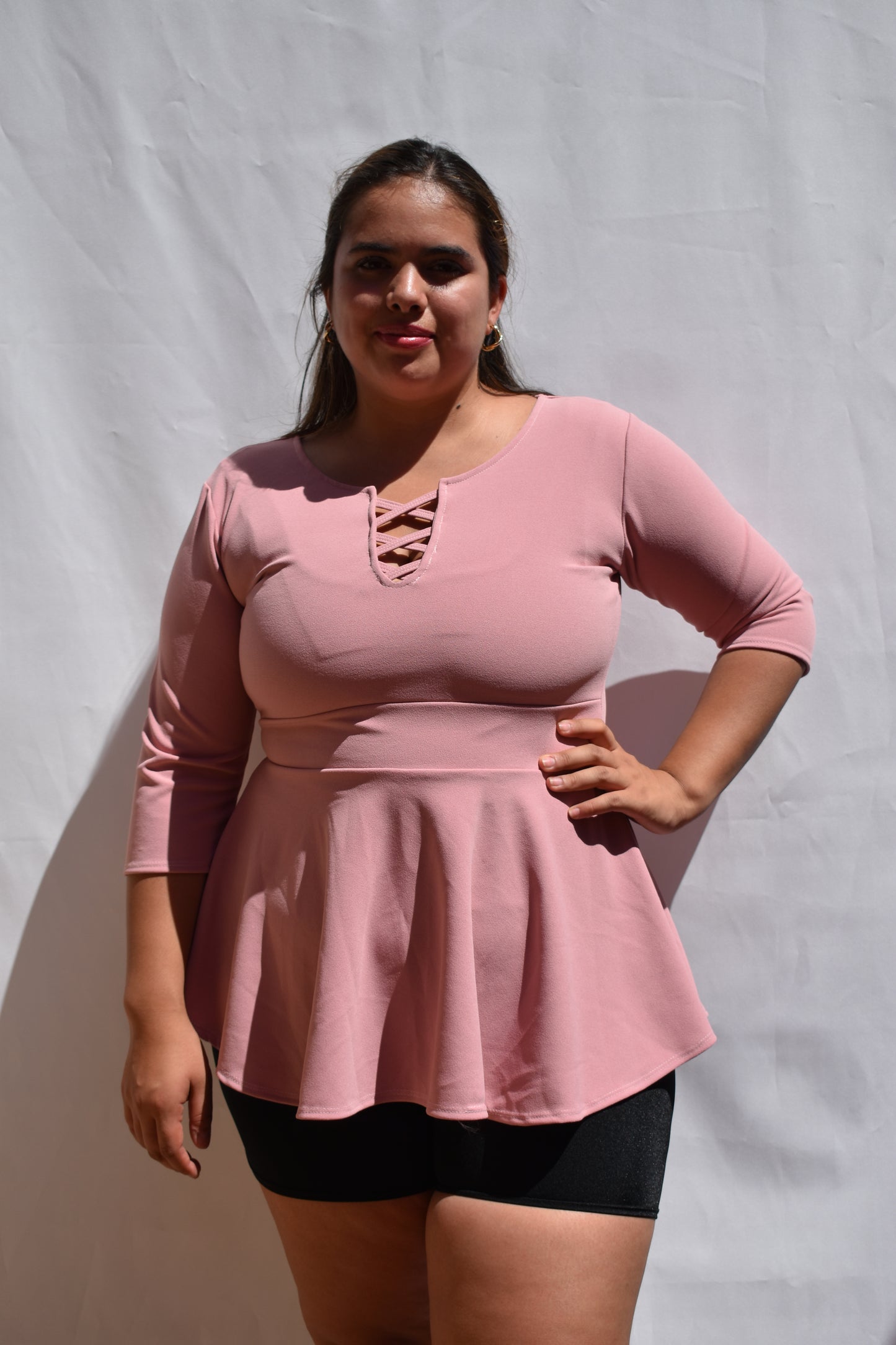 POLERA PEPLUM PALO ROSA