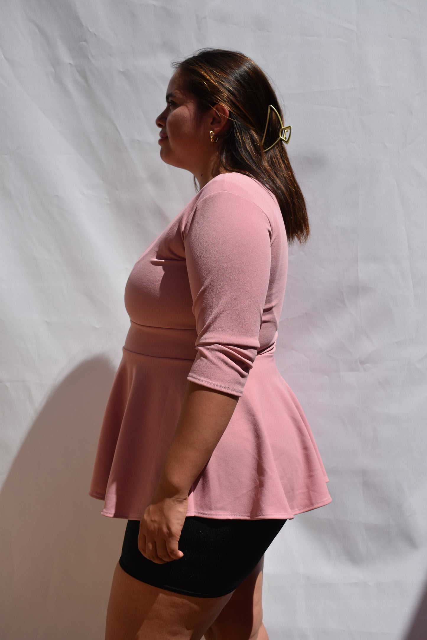 POLERA PEPLUM PALO ROSA