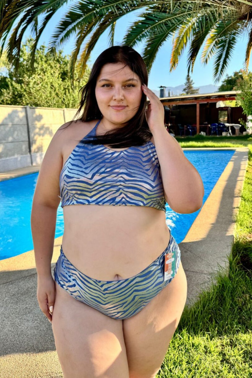 BIKINI TALLA GRANDE ZEBRA BLUE