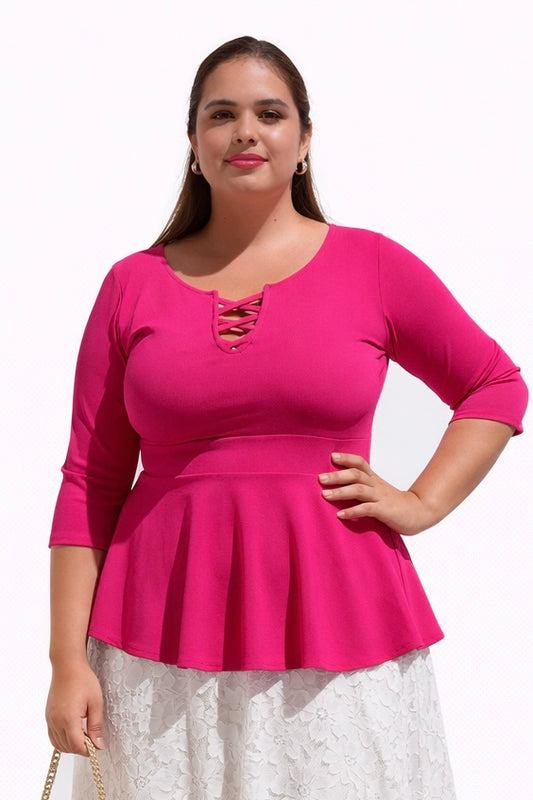 POLERA PEPLUM FUCSIA