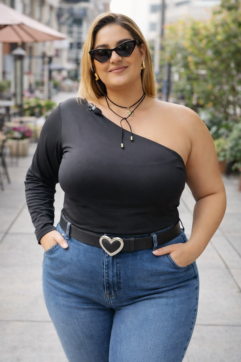 TOP ASIMETRICO NEGRO