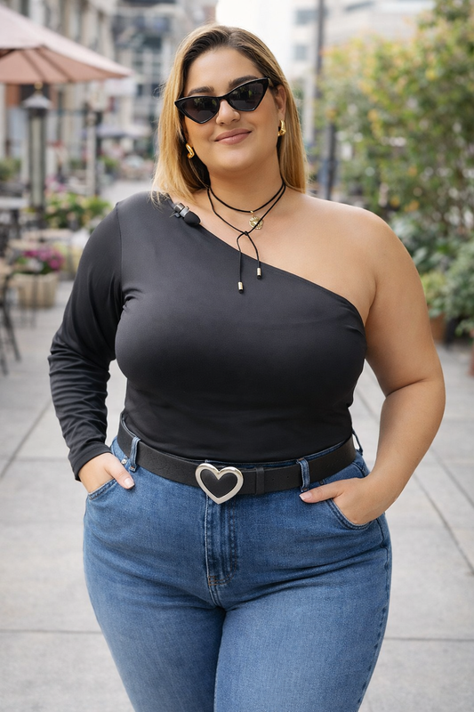 TOP ASIMETRICO NEGRO
