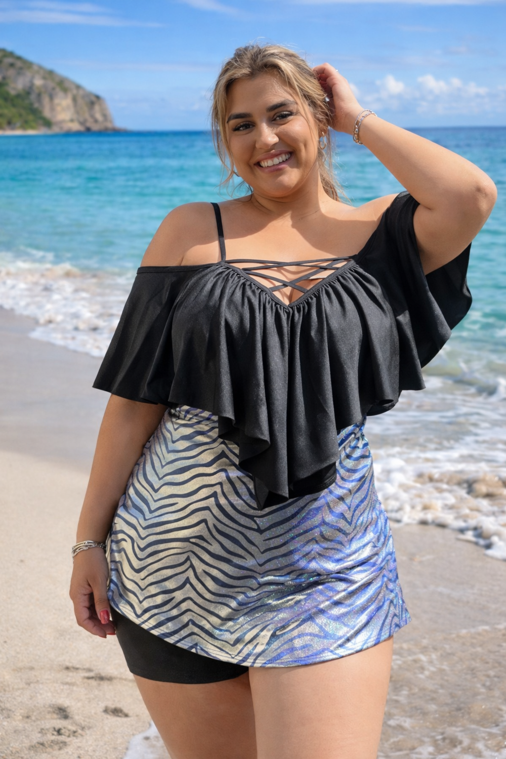 POLERA TRAJE DE BAÑO CAMILA AZUL