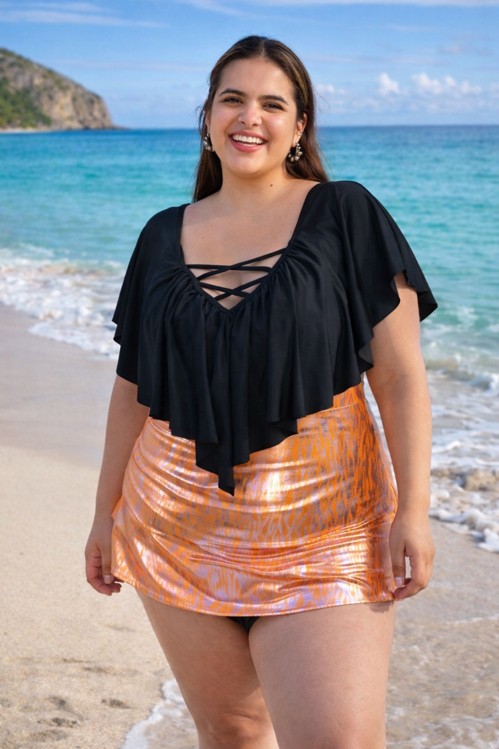 POLERA TRAJE DE BAÑO CAMILA NARANJA