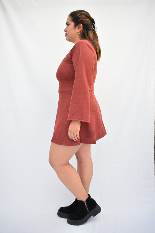 VESTIDO GAMUZADO BURDEO (A PEDIDO)
